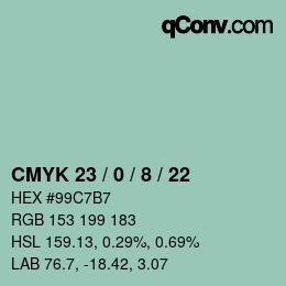 カラーコード: CMYK 23 / 0 / 8 / 22 | qconv.com