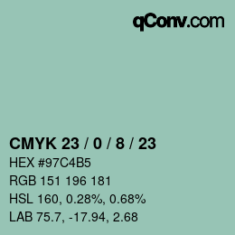 カラーコード: CMYK 23 / 0 / 8 / 23 | qconv.com