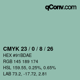 Color code: CMYK 23 / 0 / 8 / 26 | qconv.com