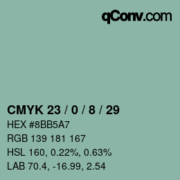 カラーコード: CMYK 23 / 0 / 8 / 29 | qconv.com