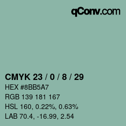 Color code: CMYK 23 / 0 / 8 / 29 | qconv.com