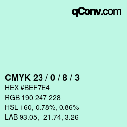 Color code: CMYK 23 / 0 / 8 / 3 | qconv.com