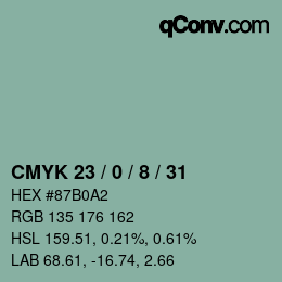 カラーコード: CMYK 23 / 0 / 8 / 31 | qconv.com