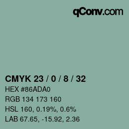 カラーコード: CMYK 23 / 0 / 8 / 32 | qconv.com