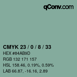 カラーコード: CMYK 23 / 0 / 8 / 33 | qconv.com