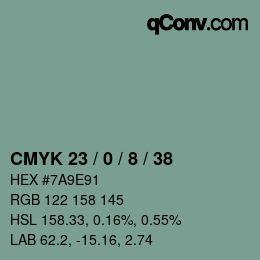 颜色代码: CMYK 23 / 0 / 8 / 38 | qconv.com