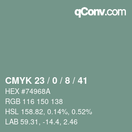 Color code: CMYK 23 / 0 / 8 / 41 | qconv.com