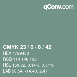 Color code: CMYK 23 / 0 / 8 / 42 | qconv.com