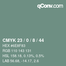 カラーコード: CMYK 23 / 0 / 8 / 44 | qconv.com