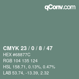 Color code: CMYK 23 / 0 / 8 / 47 | qconv.com