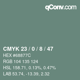 カラーコード: CMYK 23 / 0 / 8 / 47 | qconv.com