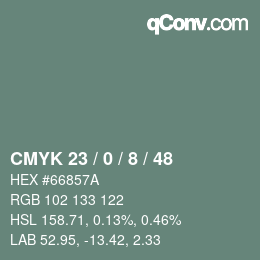 Color code: CMYK 23 / 0 / 8 / 48 | qconv.com