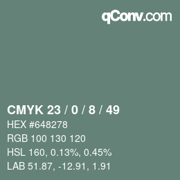 Color code: CMYK 23 / 0 / 8 / 49 | qconv.com