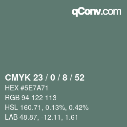 カラーコード: CMYK 23 / 0 / 8 / 52 | qconv.com