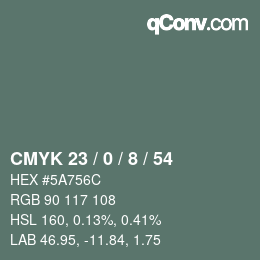 Farbcode: CMYK 23 / 0 / 8 / 54 | qconv.com