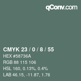 Color code: CMYK 23 / 0 / 8 / 55 | qconv.com