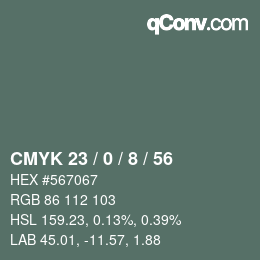 カラーコード: CMYK 23 / 0 / 8 / 56 | qconv.com