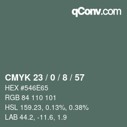カラーコード: CMYK 23 / 0 / 8 / 57 | qconv.com