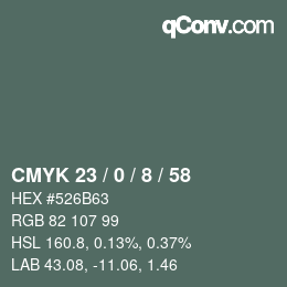 Color code: CMYK 23 / 0 / 8 / 58 | qconv.com