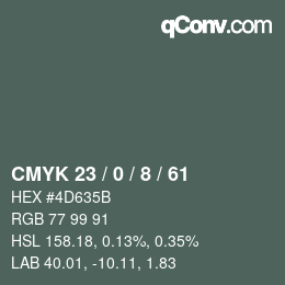 カラーコード: CMYK 23 / 0 / 8 / 61 | qconv.com