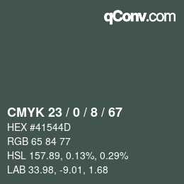 カラーコード: CMYK 23 / 0 / 8 / 67 | qconv.com