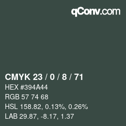 カラーコード: CMYK 23 / 0 / 8 / 71 | qconv.com