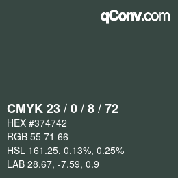 カラーコード: CMYK 23 / 0 / 8 / 72 | qconv.com