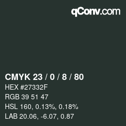 颜色代码: CMYK 23 / 0 / 8 / 80 | qconv.com