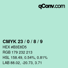 カラーコード: CMYK 23 / 0 / 8 / 9 | qconv.com