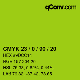 Color code: CMYK 23 / 0 / 90 / 20 | qconv.com