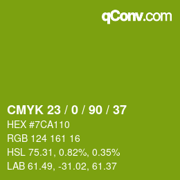 Color code: CMYK 23 / 0 / 90 / 37 | qconv.com
