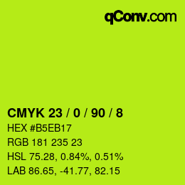 颜色代码: CMYK 23 / 0 / 90 / 8 | qconv.com