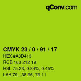 Color code: CMYK 23 / 0 / 91 / 17 | qconv.com