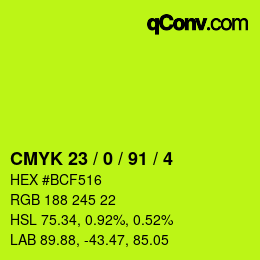カラーコード: CMYK 23 / 0 / 91 / 4 | qconv.com