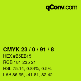カラーコード: CMYK 23 / 0 / 91 / 8 | qconv.com
