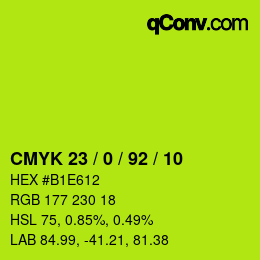 カラーコード: CMYK 23 / 0 / 92 / 10 | qconv.com