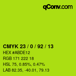 Color code: CMYK 23 / 0 / 92 / 13 | qconv.com