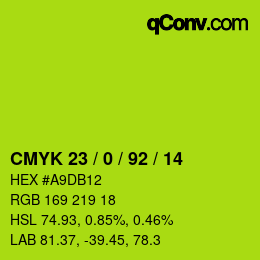 カラーコード: CMYK 23 / 0 / 92 / 14 | qconv.com