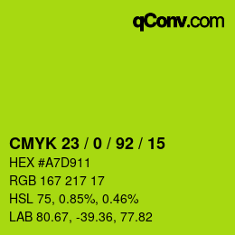 カラーコード: CMYK 23 / 0 / 92 / 15 | qconv.com