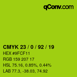 カラーコード: CMYK 23 / 0 / 92 / 19 | qconv.com