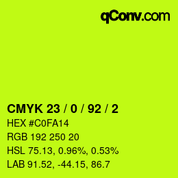 カラーコード: CMYK 23 / 0 / 92 / 2 | qconv.com