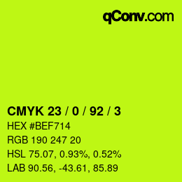 Color code: CMYK 23 / 0 / 92 / 3 | qconv.com