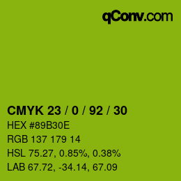 颜色代码: CMYK 23 / 0 / 92 / 30 | qconv.com