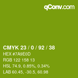 颜色代码: CMYK 23 / 0 / 92 / 38 | qconv.com