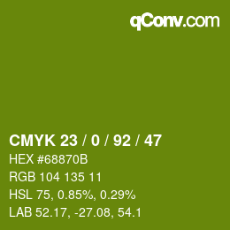 Color code: CMYK 23 / 0 / 92 / 47 | qconv.com