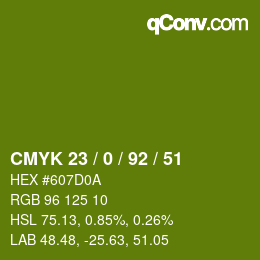 Color code: CMYK 23 / 0 / 92 / 51 | qconv.com