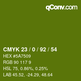 颜色代码: CMYK 23 / 0 / 92 / 54 | qconv.com