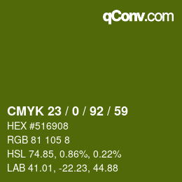 颜色代码: CMYK 23 / 0 / 92 / 59 | qconv.com