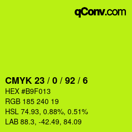 Color code: CMYK 23 / 0 / 92 / 6 | qconv.com