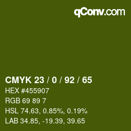 颜色代码: CMYK 23 / 0 / 92 / 65 | qconv.com